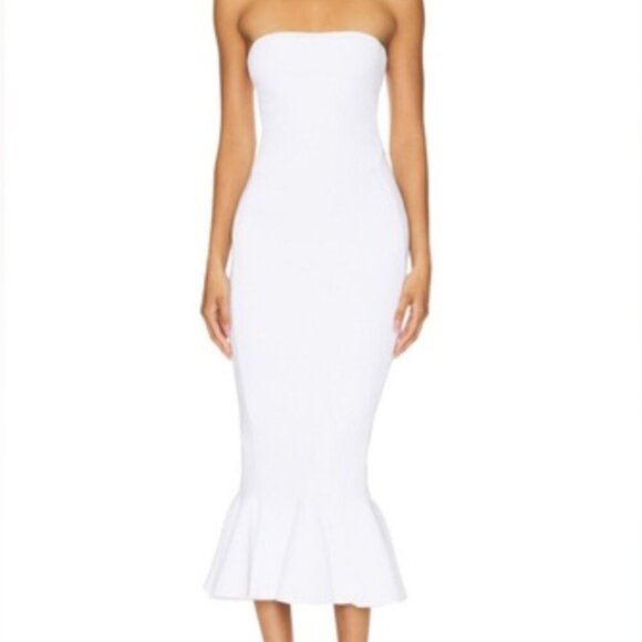 NWT Retrofete Iridescent White Tillee Strapless Knit Midi Dress M NWT - Picture 1 of 5